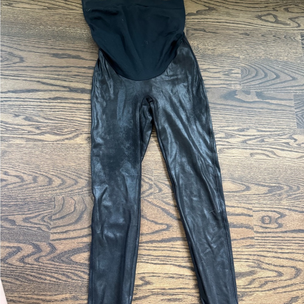 Spanx maternity leather leggings